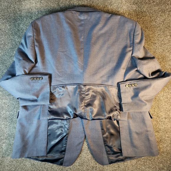 Stafford Big and Tall Travel Blue Wool Blend Blazer Mens 56BR Sports Coat Preppy - Picture 6 of 16